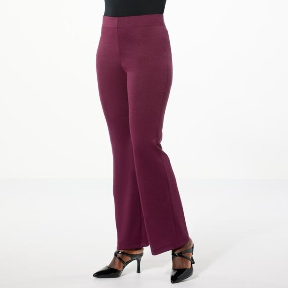 IMAN Pants - IMAN Global Chic Ponte Knit Bootcut Pant Size Small Petite Dark Sangria Burgundy